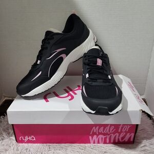 Ryka Integrity Womens Walking Sneaker Black Pink Mesh Lace Up Sz 12M NIB